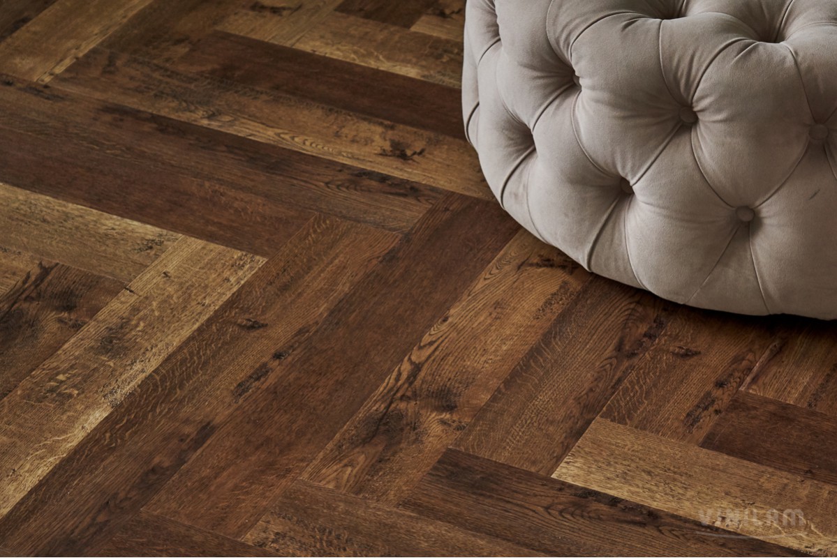 Кварц-винил Vinilam Parquet Herringbone Glue Версальский Паркет
