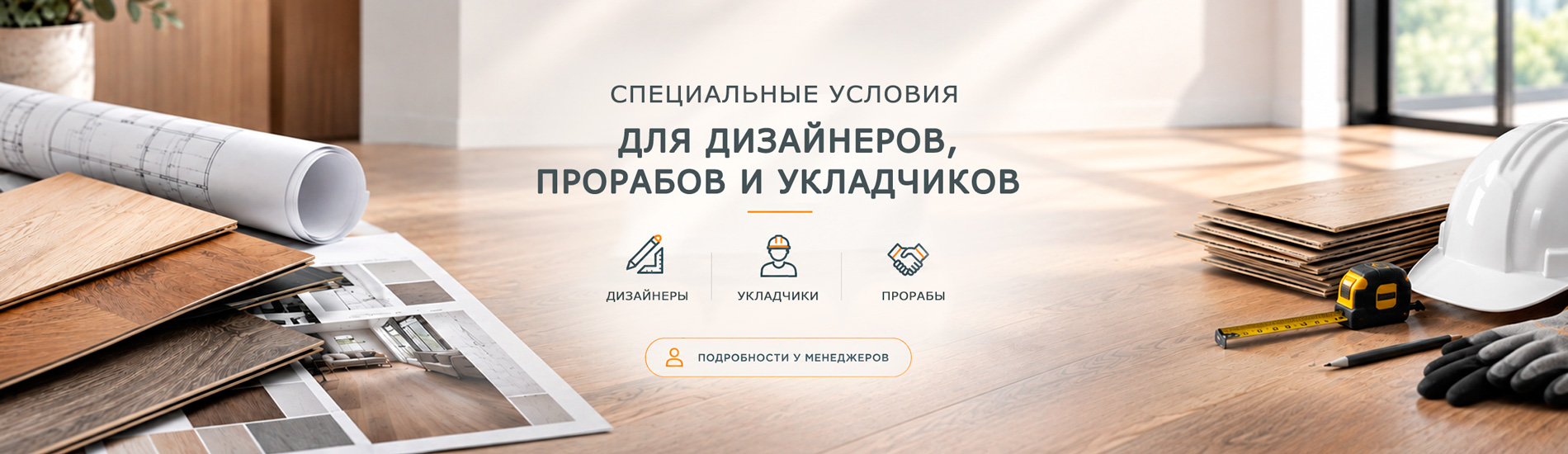 Специальные условия для дизайнеров, прорабов и укладчиков